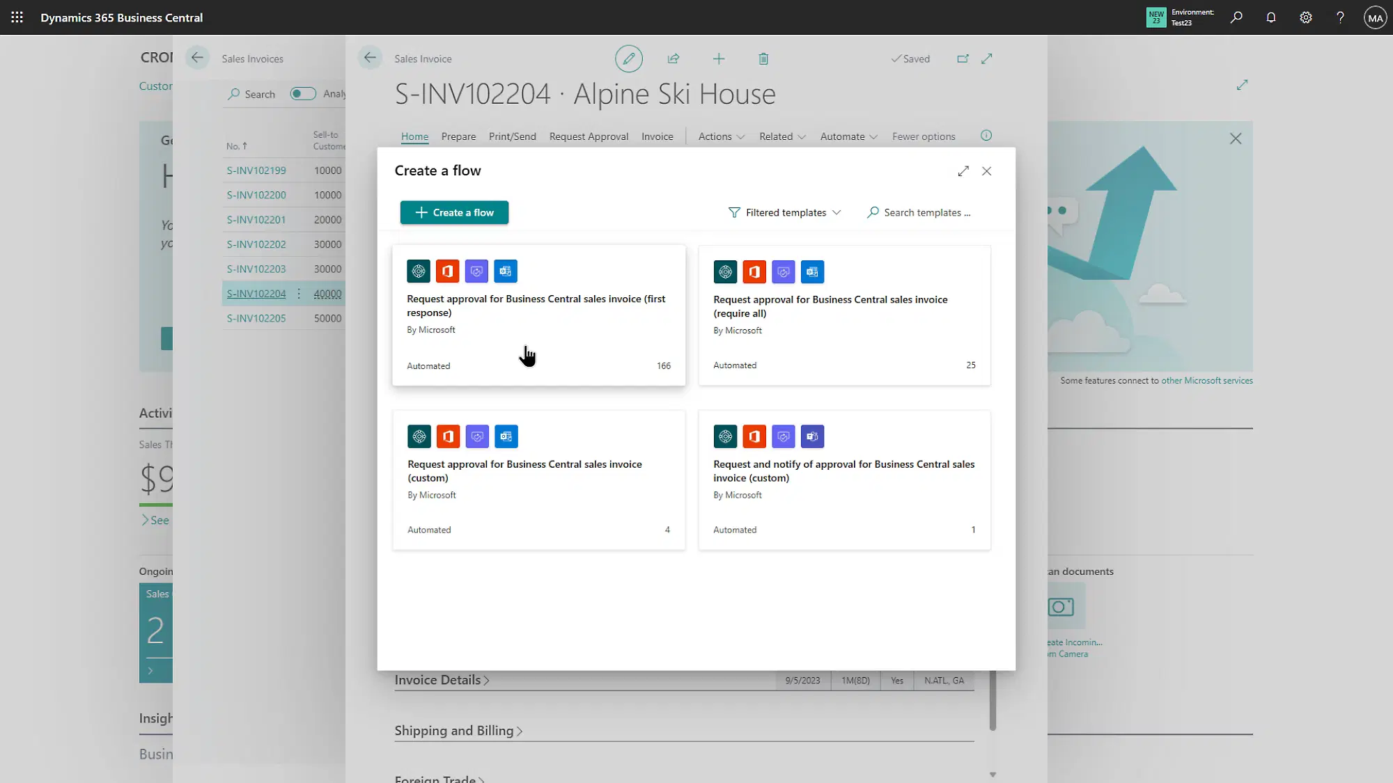 Cash flow forecast chart in Dynamics 365