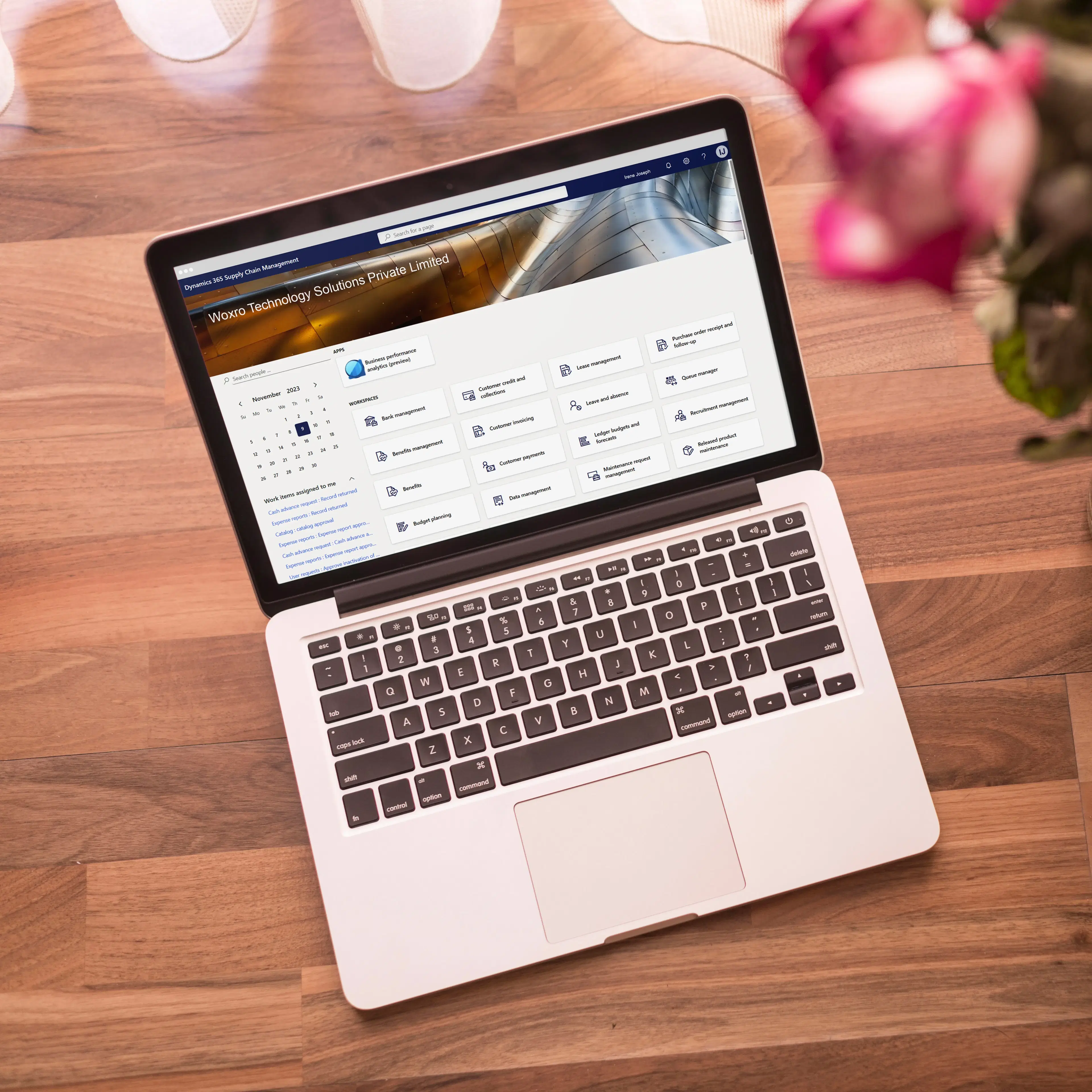 Dynamics 365 ERP managing inventory, logistics, and production